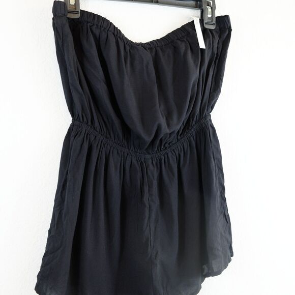 NWT ASOS Romper Sz 6 Black Bandeau Tie Open Back Strapless Beach Coverup Retro - Picture 4 of 10